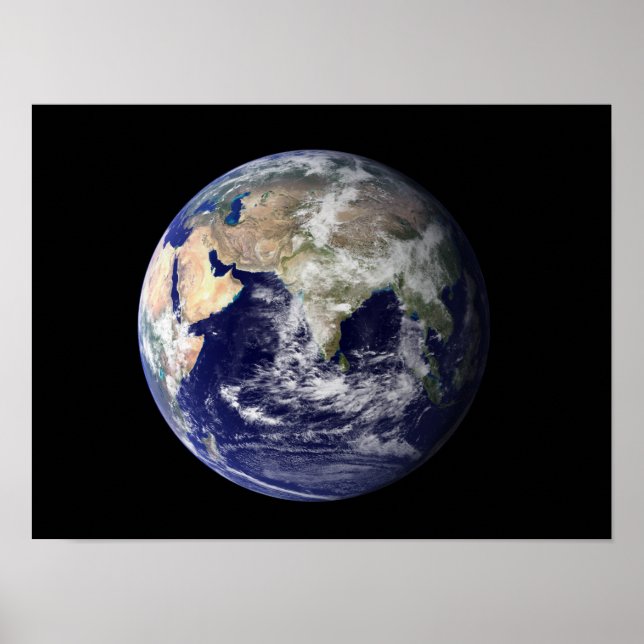 Póster Tierra completa mostrando Europa y Asia (Frente)