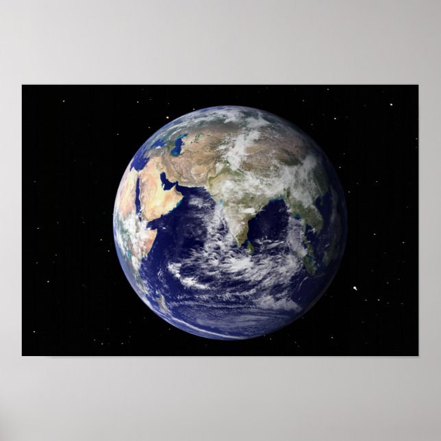 Póster Tierra completa mostrando Europa y Asia 2 (Frente)