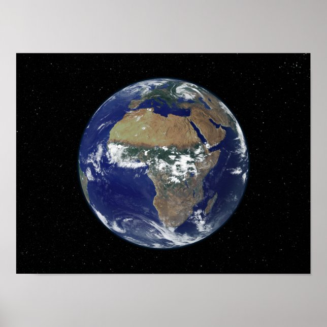 Póster Tierra completa que muestra África y Europa (Frente)