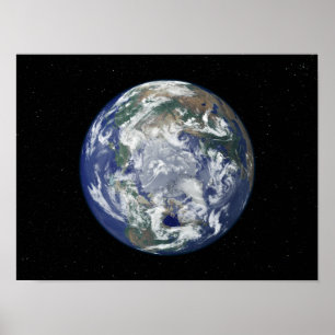 Póster Tierra completamente iluminada centrada en el Polo