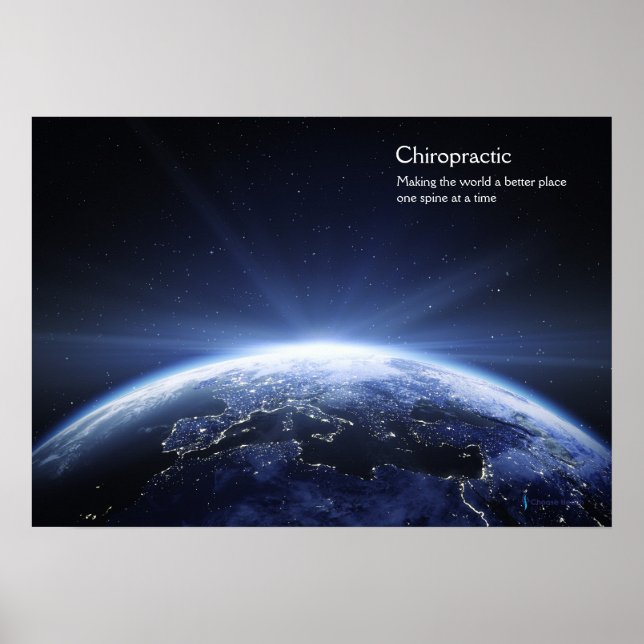 Póster Tierra con luces de Europa Poster quiropráctico (Frente)