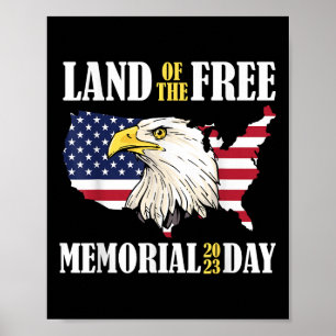 Póster Tierra de águila libre bandera de EE. UU. Día Memo