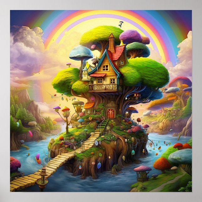 Póster Tierra de fantasía colorida (Frente)