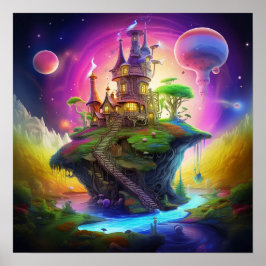 Póster Tierra de fantasía colorida