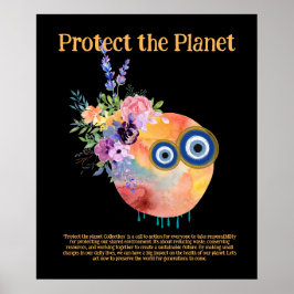 Póster Tierra de flores, PROTEGER EL PLANETA, AHORRAR el 