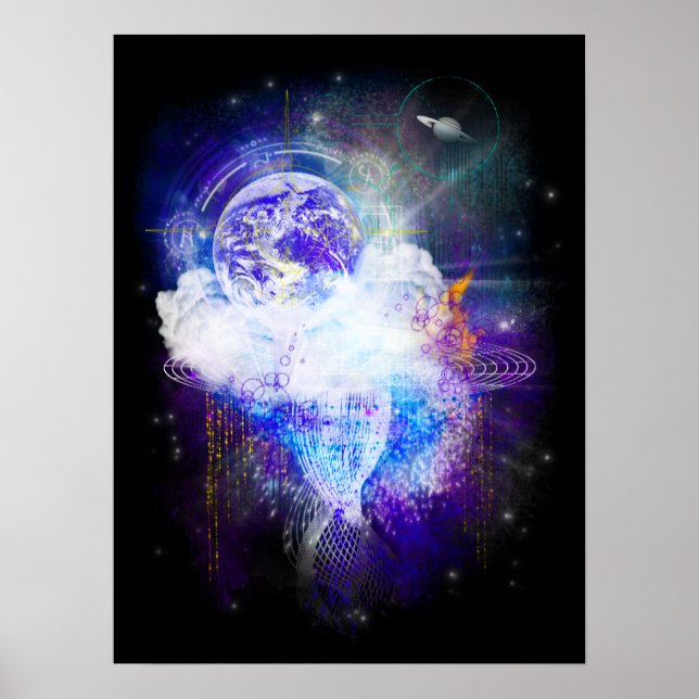 Póster Tierra de la nave espacial (Frente)