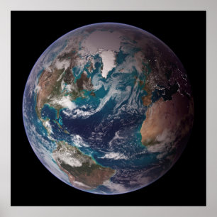 Póster Tierra de Mármol Azul (Hemisferio Occidental)