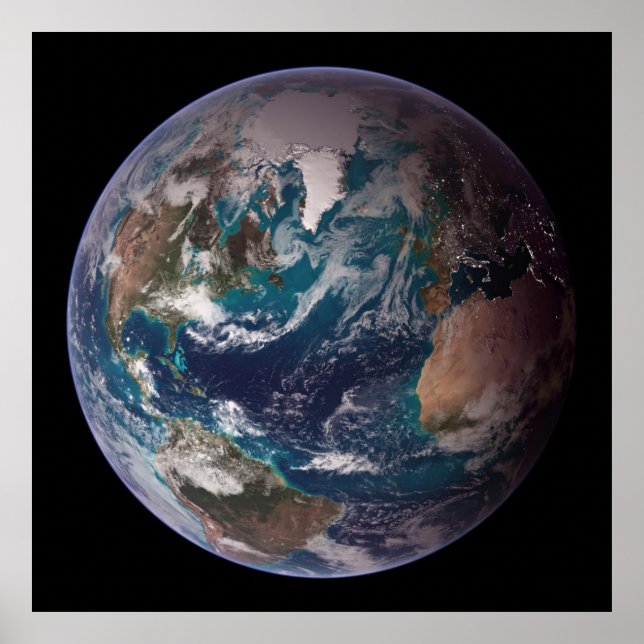 Póster Tierra de Mármol Azul (Hemisferio Occidental) (Frente)