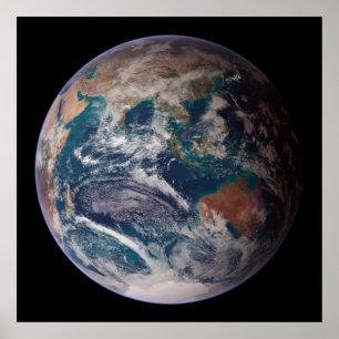 Póster Tierra de Mármol Azul (Hemisferio Oriental)