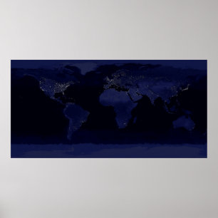 Póster Tierra de noche Luces de la ciudad panorámicas des