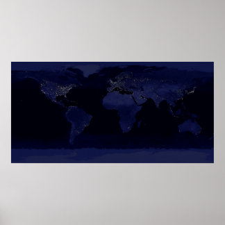 Póster Tierra de noche Luces de la ciudad panorámicas des