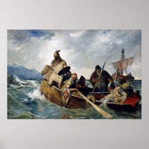 Póster Tierra de vikingos noruegos en Islandia Año 872