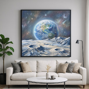 Póster Tierra desde la Luna - Estilo de Pintura Impresion