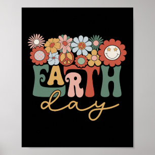 Póster Tierra Día Groovy Flor Lover Planeta Entorno Mundi