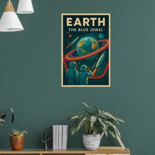 Póster Tierra: La Joya Azul - Exploración espacial de épo