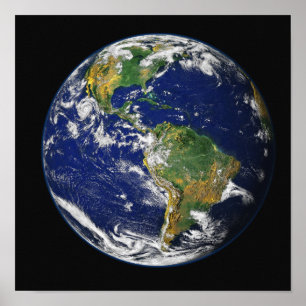 Póster Tierra llena que muestra el hemisferio occidental