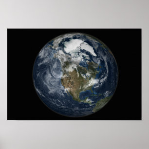 Póster Tierra llena que muestra Norteamérica 3