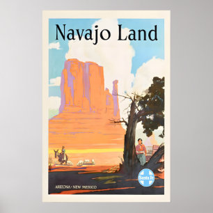 Póster Tierra Navajo - Ferrocarril de Santa Fe - Viajes A