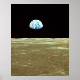 Póster Tierra que sube sobre la luna