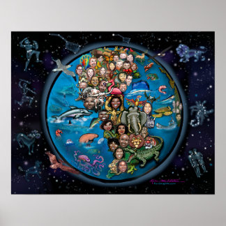 Póster Tierra y constelaciones