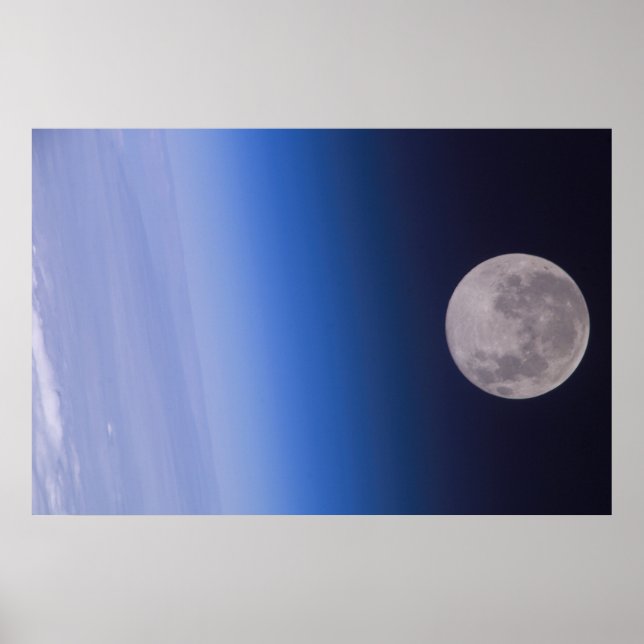 Póster Tierra y Luna desde la Estación Espacial Internaci (Frente)