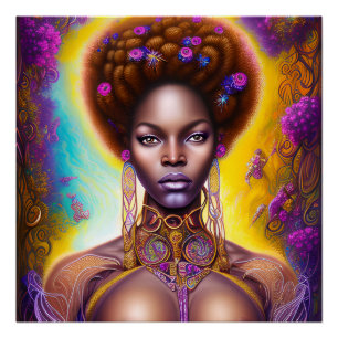 Póster Tiff Queen Auburn Brown Hair Black Melanin Afro