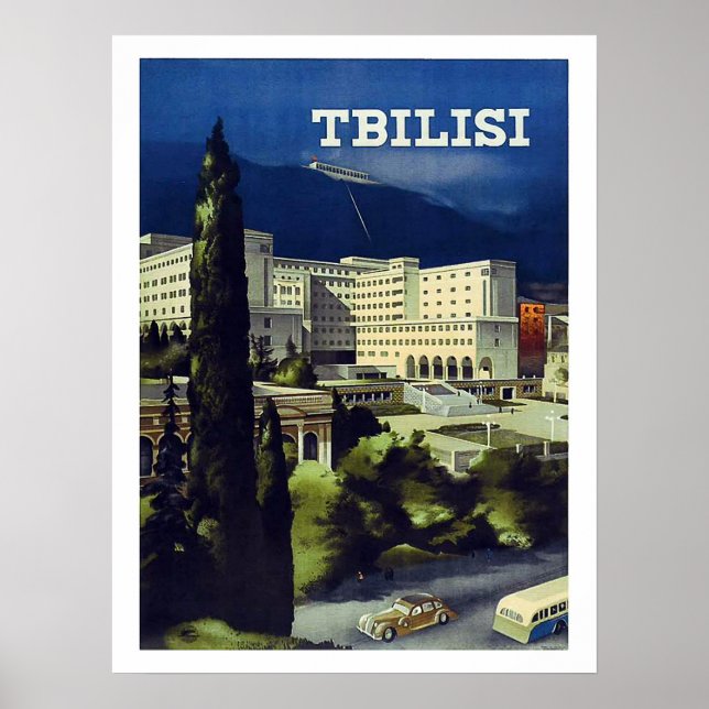 Póster Tiflis, Georgia, gran ciudad, poster de viajes vin (Frente)