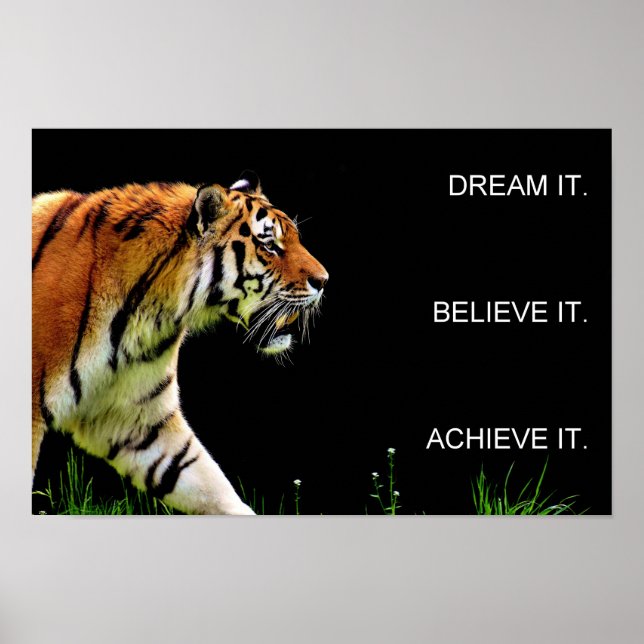 Póster tiger achievement motivational quote (Frente)