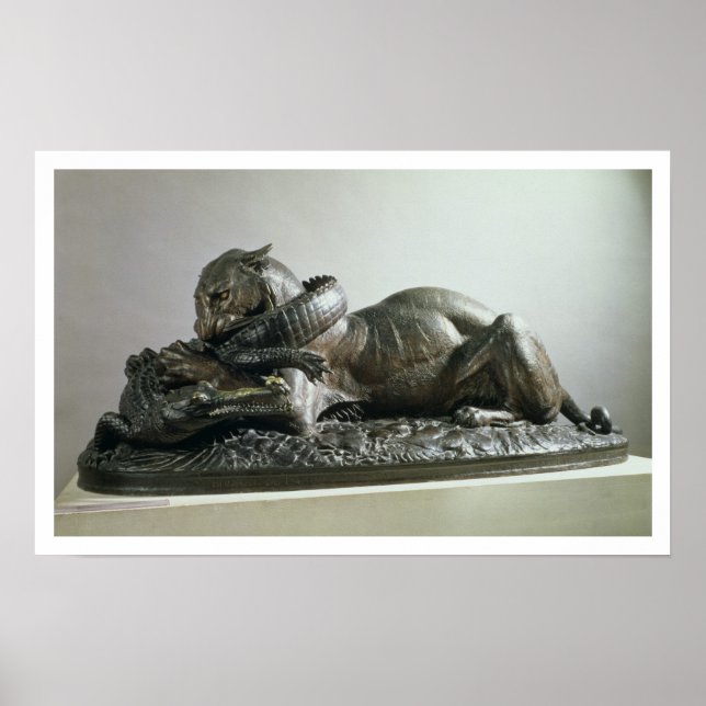 Póster Tiger devouring an alligator, 1832 (bronze) (Frente)