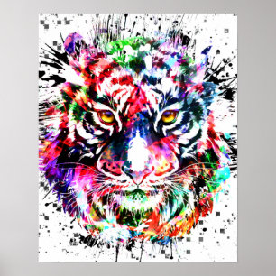 Poster Tiger Dibujo colorido Arte abstracto