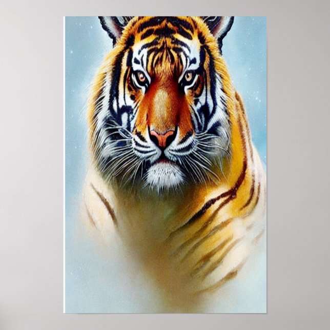 Póster Tiger Face Painting - Striking Wildlife Artwork   (Frente)