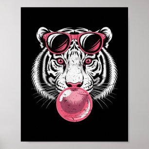 Póster Tiger Face Pink Sungles Jungla Vibes Animal Lover