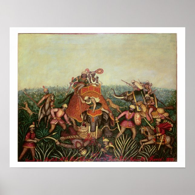 Póster Tiger Hunt, 1892 (oil on canvas) (Frente)
