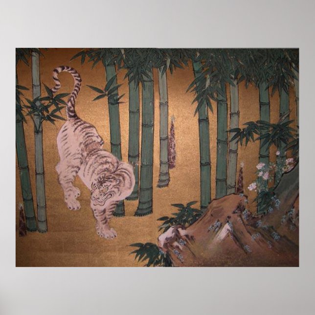 Póster Tiger in Bamboo Grove by Kano Tan-yu (Frente)