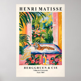 Póster Tiger in Bathtub Art Print Funny Matisse Style