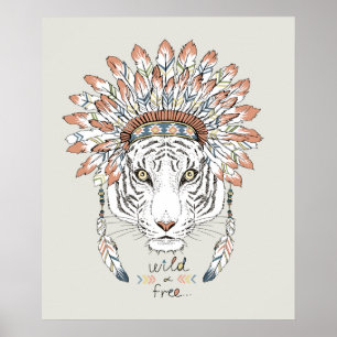 Póster Tiger Native American Indian Chief