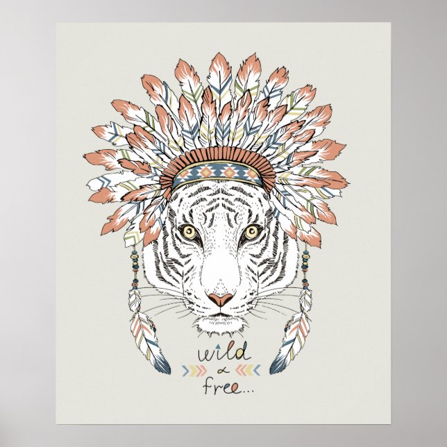 Póster Tiger Native American Indian Chief (Frente)