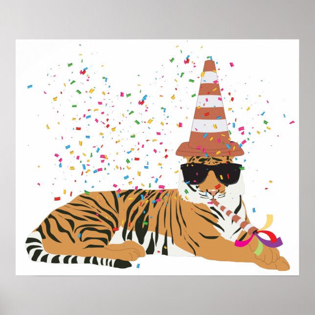 Póster Tiger Partying - Animals Having a Party (Frente)