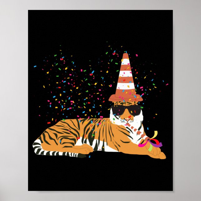 Póster Tiger Partying Animals Having A Party  (Frente)