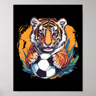 Póster Tiger Soccer Byll Fierce Jungle Animal 