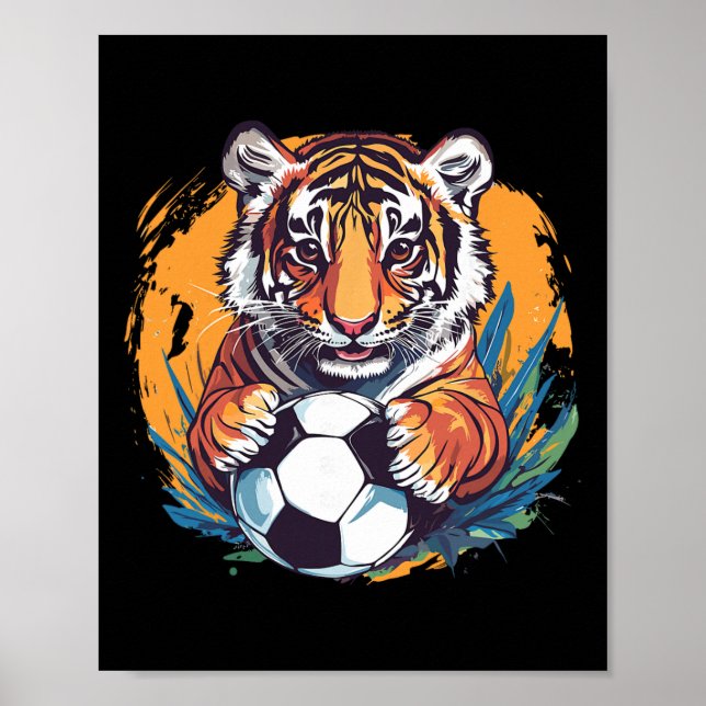 Póster Tiger Soccer Byll Fierce Jungle Animal  (Frente)