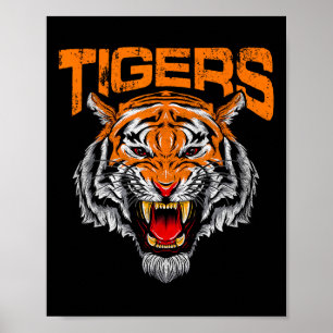 Póster Tigers Escuela de Fútbol Deportes Distressed Día d