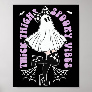 Póster Tighs Spooky Vibes Cute Fantasma Halloween Bats Bo