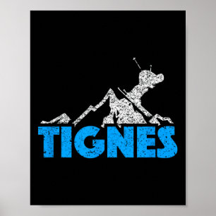 Póster Tignes Esquí Snowboarding France Resort Distresse