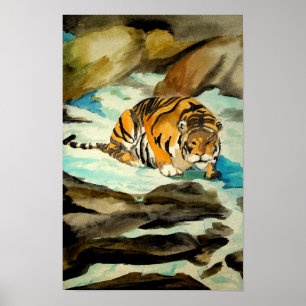 Póster Tigre acuarela
