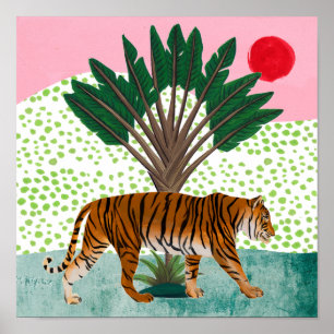 Póster Tigre al atardecer
