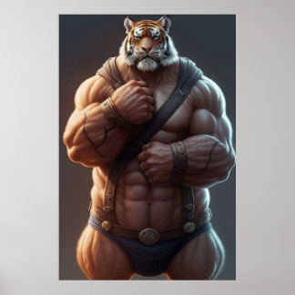 Póster Tigre antropomórfico | Constructor de cuerpos | Ar