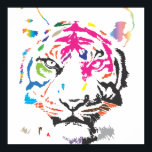 Póster Tigre arcoiris<br><div class="desc">Un diseño fresco y moderno con un tigre estilizado desestructurado en manchas de tinta súper coloridas.</div>