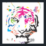Póster Tigre arcoiris<br><div class="desc">Un diseño fresco y moderno con un tigre estilizado desestructurado en manchas de tinta súper coloridas.</div>