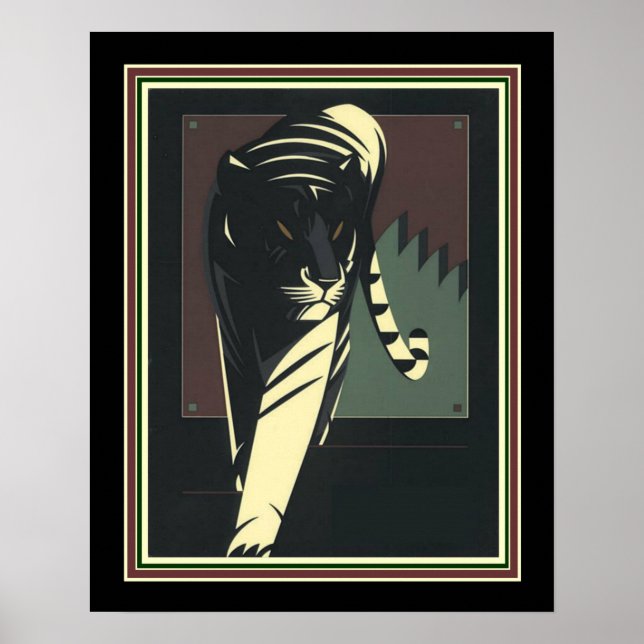 Póster Tigre Art Deco Imprimir 16 x 20 (Frente)